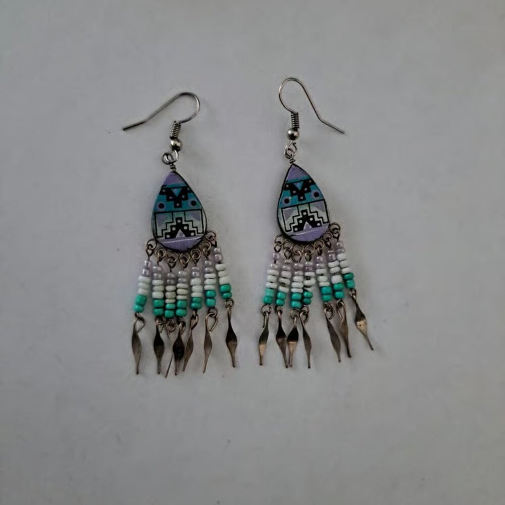 Handmade Dangle Pierced Earrings With Beads